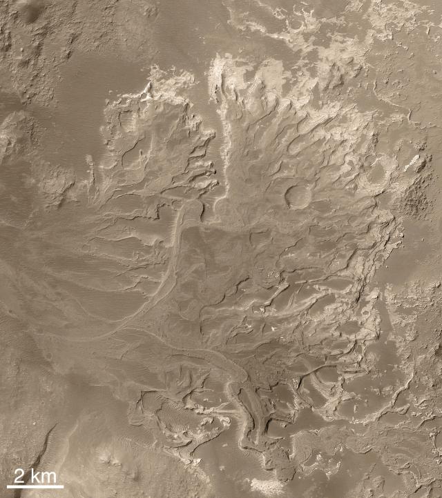 Eberswalde Delta on Mars, evidence for an ancient persistent flow of water over an extended period of time on the Martian surface. Image Credit: NASA/JPL/MSSS.